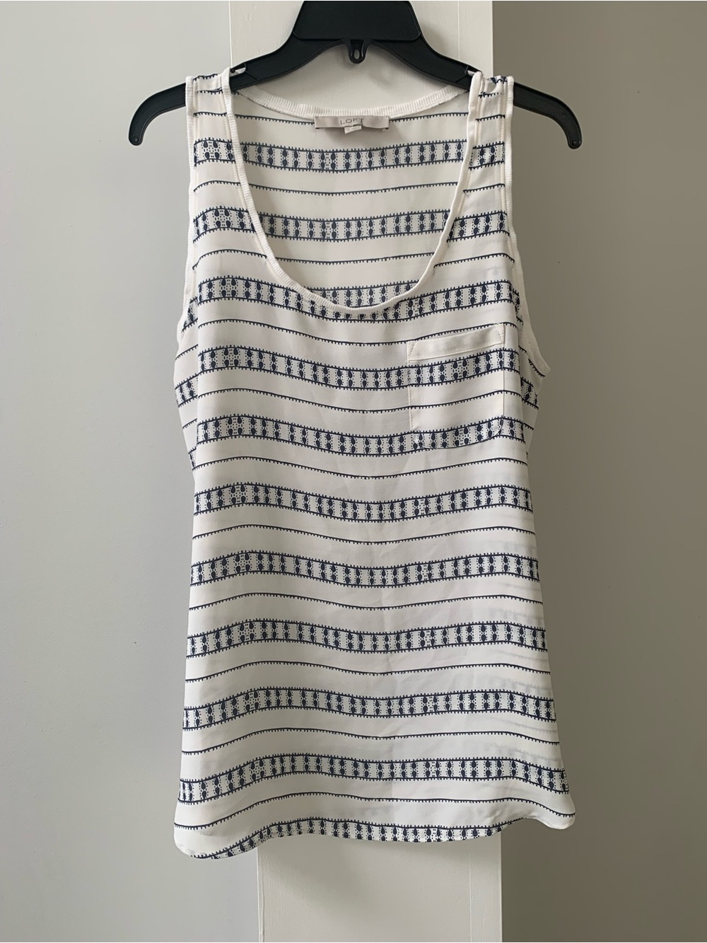 Loft Blue and White Pattern Tank Top